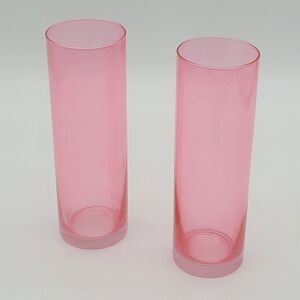 Set of Two Pink Glass Tumblers